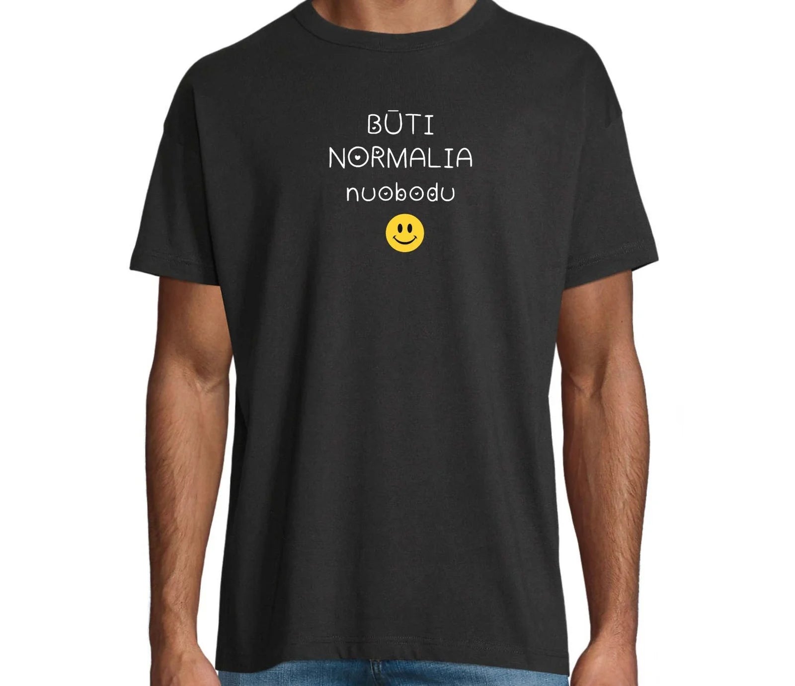Oversize Marškinėliai Moterims „Būti Normalia – Nuobodu“